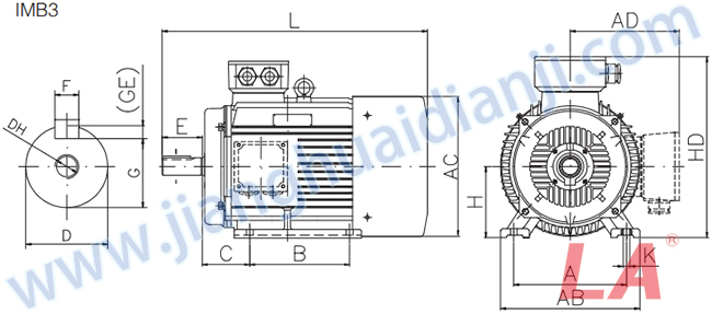 JHM系列變頻調(diào)速三相異步電動機(jī)外形及安裝尺寸圖 - 六安江淮電機(jī)有限公司