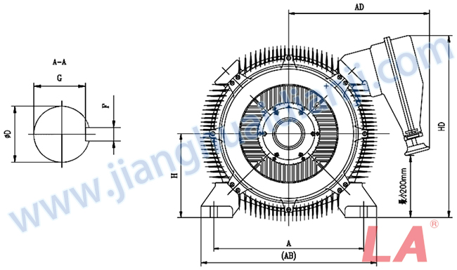 Y2系列緊湊型高壓三相異步電動機(jī)外形及安裝尺寸圖 - 六安江淮電機(jī)有限公司