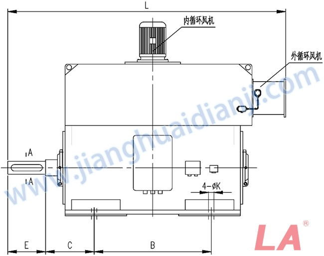 YMPS系列磨煤機用高壓三相異步電動機安裝尺寸圖(IP54、IP55 6KV) - 六安江淮電機有限公司