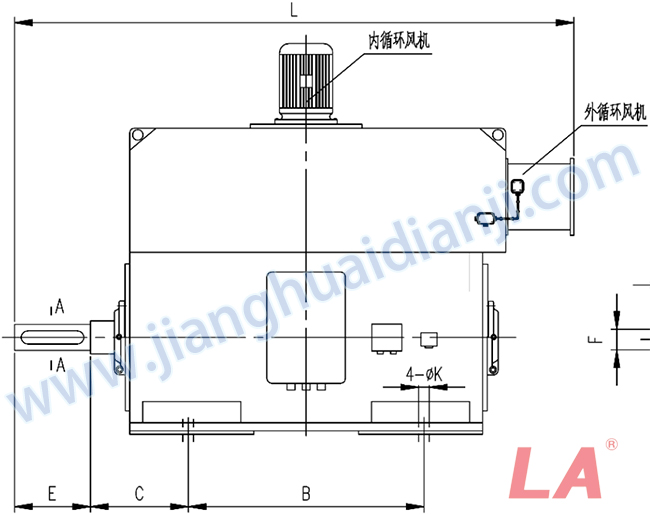 YMPS系列磨煤機用高壓三相異步電動機安裝尺寸圖(IP54、IP55 10KV) - 六安江淮電機有限公司