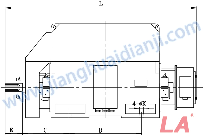 YRKK系列大型高壓三相異步電動機外形及安裝尺寸圖(YRKK710-800 IP44、IP54、IP55) - 六安江淮電機有限公司